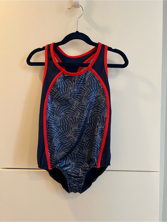 Danskin Other - Danskin Navy Dance Leotard with Red Trim and Sparkle detail - Size M (7/8)